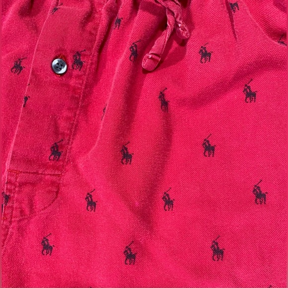 Polo Ralph Lauren Red PJ/Lounge Pants, Sz M 32-34, Navy Embroidered Ponies - Picture 7 of 9